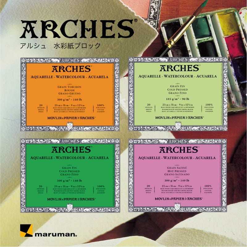 Arches 18 x 26 cm 300 GSM Cold Pressed Glued on 4 Sides Block Watercolour Paper - Natural White (Pack of 20 Sheets) - Image 2